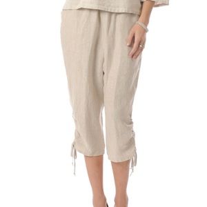 Match Point U.S.A. Linen Short Capri Pants with Drawstring Legs